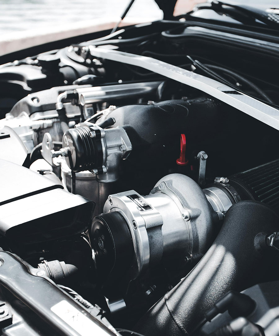 car with hood open